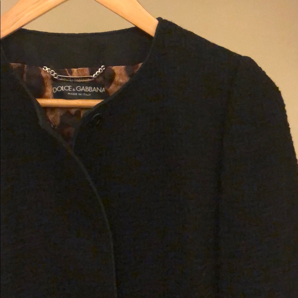 Vintage Dolce & Gabbana 100% wool textured fitted blazer peacoat car coat jacket - Picture 6 of 15